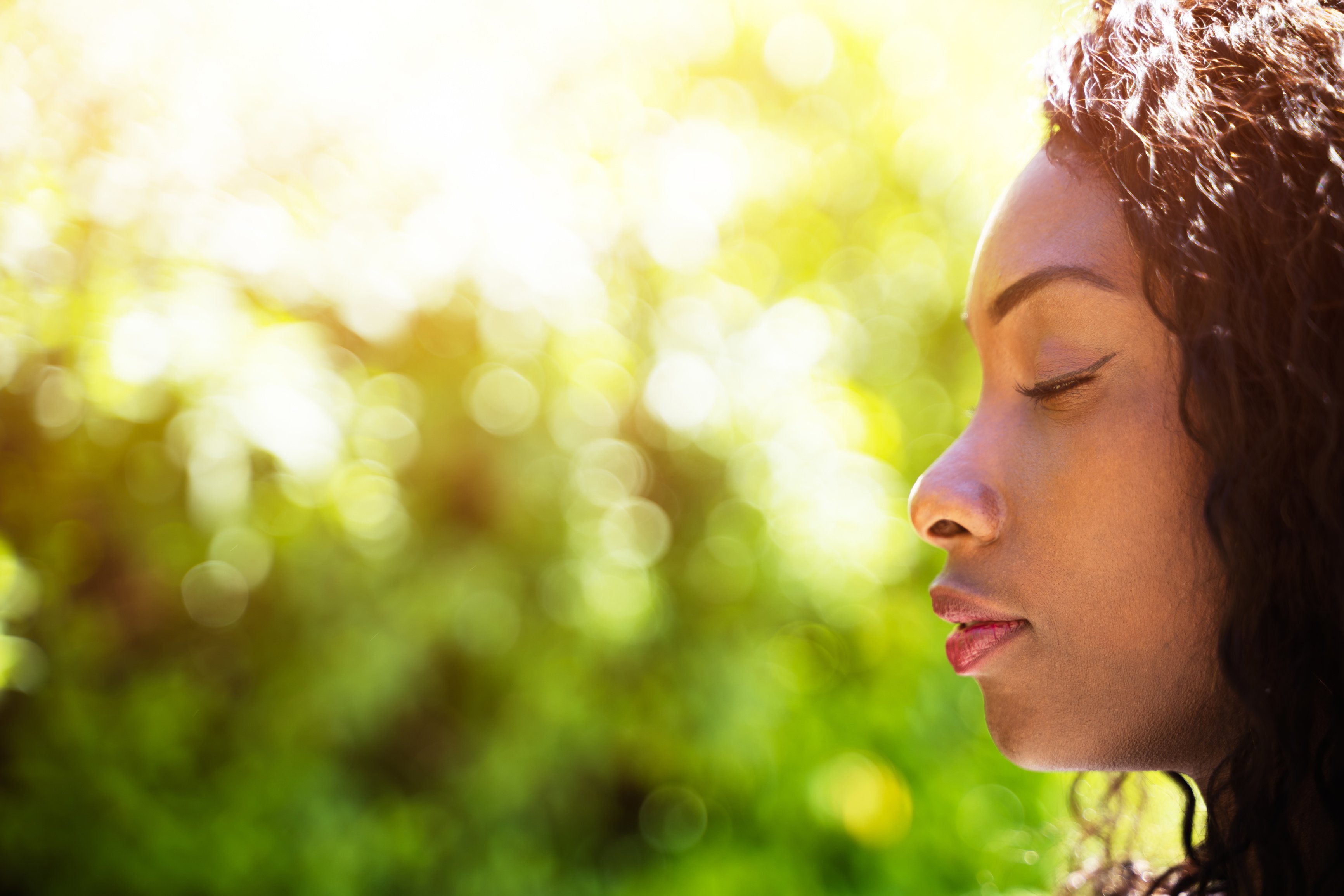 Woman Breathing Clean Air Smell